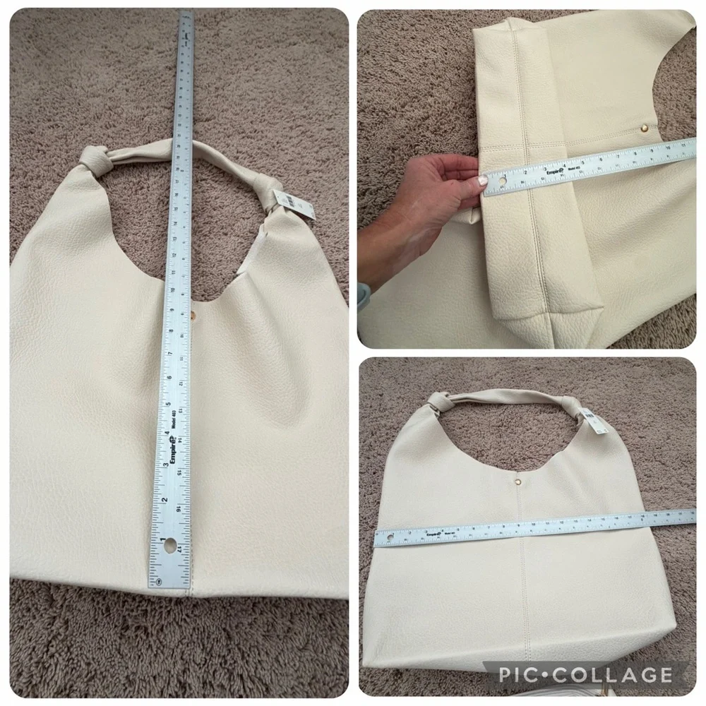 NWT new Anthropologie the love knot slouchy bag cream white + mini pouch